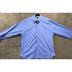 Tommy Hilfiger Shirt Mens XL Blue Button Down Long Sleeve - 80s 2-ply Excellent!